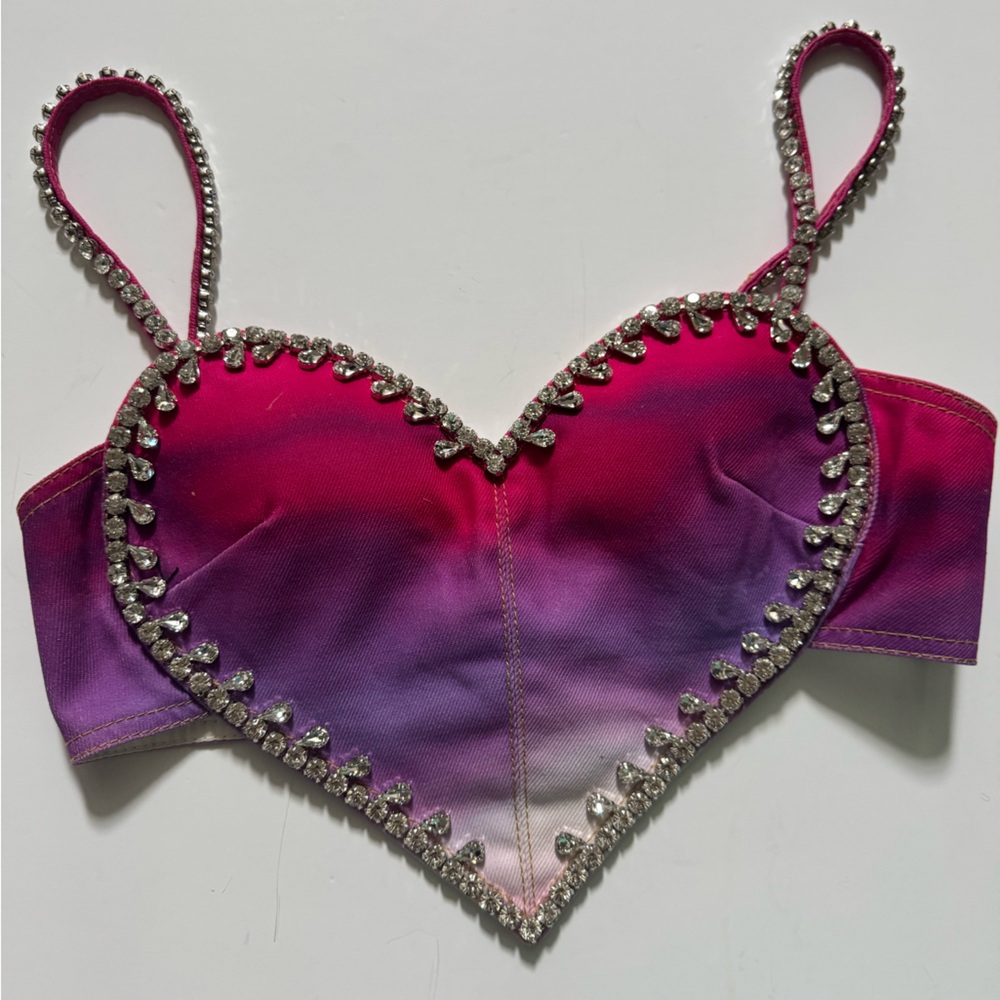 Area Pink and Purple Heart Crop Top